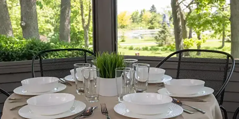 table set dinner gazebo eden farm vacation rental harvard il 1